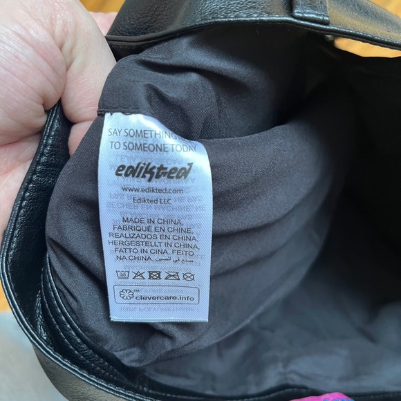 Edikted Black Faux Leather Mini Skirt XS Vegan Leather 5-Pocket Moto Style - Picture 4 of 11